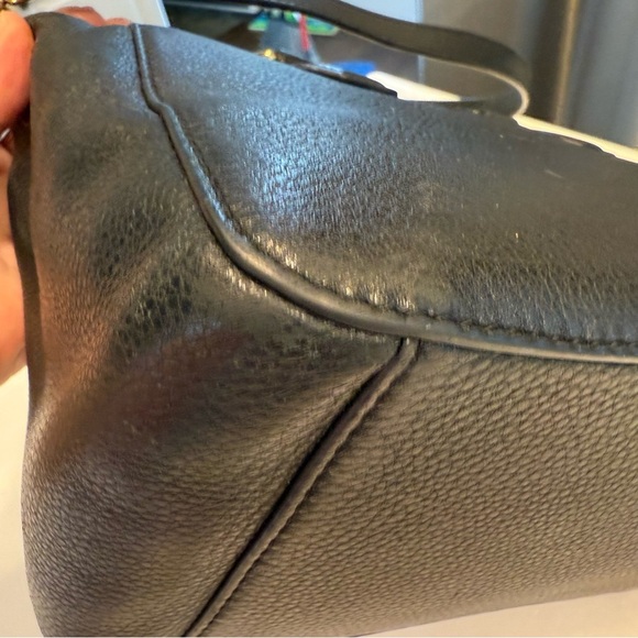 Tory Burch Robinson Black Pebbled Leather Tote  Double Zip Handbag/crossbody - Picture 13 of 16